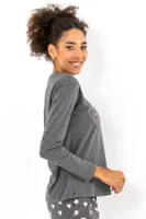Tavşanlı Kalpli Kadın Pijama Üstü Doremi 002-001087 Antrasit farklı açı