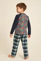 Erkek Çocuk Ekoseli Pijama Takımı DoReMi 002-000595 Desenli detay görünüm