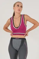 DoReMi Seamless Crop Renk Bloklu Spor Bluz 002-T15398 Fuşya görsel 7