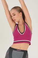 DoReMi Seamless Crop Renk Bloklu Spor Bluz 002-T15398 Fuşya görsel 8