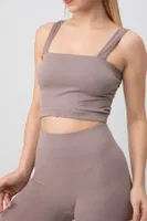 Seamless Fitilli Kare Yaka Kalın Askılı Spor Sütyen DoReMi 002-000164 Vizon görsel 6