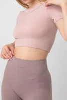 Seamless Fitilli Spor Crop Tişört DoReMi 002-000162 Gül Kurusu farklı açı
