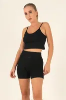 Seamless Normal Bel Kısa Kadın Tayt DoReMi 002-T16368 Siyah detay görünüm