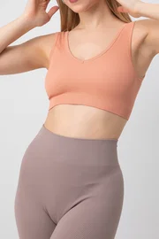 DOREMI Seamless V Yaka Ripli Kalın Askılı Spor Sütyen DoReMi 002-000168