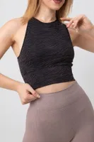 Seamless Zebra Desenli Halter Yaka Spor Sütyen DoReMi 002-000163 Siyah detay görünüm