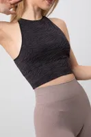 Seamless Zebra Desenli Halter Yaka Spor Sütyen DoReMi 002-000163 Siyah farklı açı