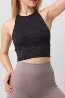 Seamless Zebra Desenli Halter Yaka Spor Sütyen DoReMi 002-000163 Siyah görsel 4
