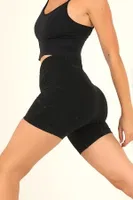 Yüksek Bel Kısa Spor Tayt DoReMi 002-016368 Siyah detay görünüm