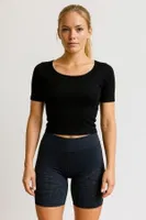 Yüksek Bel Spor Kısa Tayt DoReMi 002-T16414 Siyah
