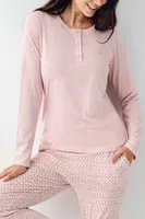 Düğme Yakalı Uzun Kollu Pembe Desenli Kadın Pijama Takımı Pierre Cardin PC9080-S Pembe farklı açı