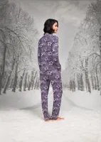 Çiçekli Gömlek Yaka Uzun Kollu Biyeli Kadın Pijama Takım Doreanse 26K4107 detay görünüm