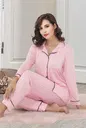 Düğmeli Pembe Şeritli Gömlek Pijama Takım İzabel DP-4000
