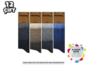 Dündar Çorap Kokulu Dikişsiz Yıkamalı Erkek Lambswool Yün Çorap 12'li Dündar 5909 - Alternatif Görünüm