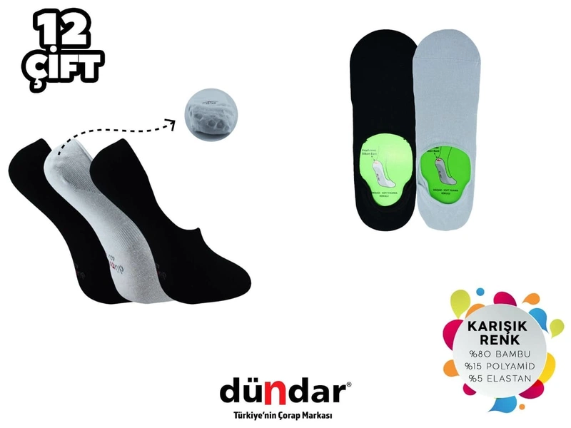 Kokulu Dikişsiz Yıkamalı Erkek Likralı Bambu Babet 12'li Dündar 5541