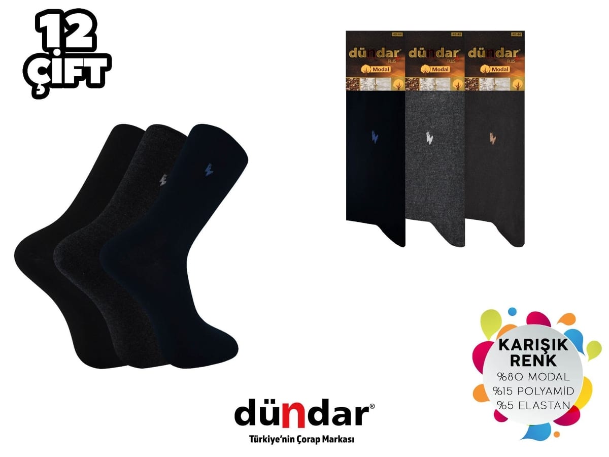 Dündar Dikişsiz Yıkamalı Kokulu Erkek Likralı Modal Çorap 12'li 4124
