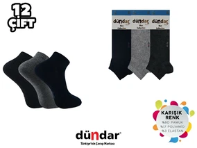 Dündar Çorap 12'li Dikişsiz Yıkamalı Kokulu Erkek Likralı Penye Patik Çorap Dündar 0300