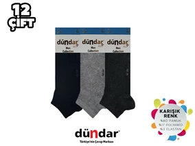 Dündar Çorap 12'li Dikişsiz Yıkamalı Kokulu Erkek Likralı Penye Patik Çorap Dündar 0300 - Alternatif Görünüm