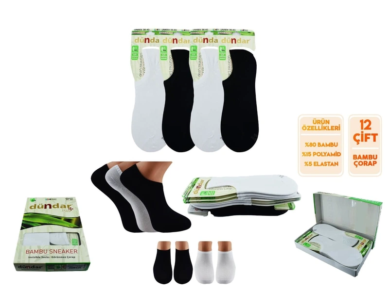 Bambu Unisex Dikişsiz Yıkamalı Kokulu Sneaker 12'li Dündar 0652