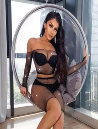 Düşük Omuz Uzun Kollu Büstiyer Tayt Taşlı Vücut Çorabı Real Passione 31044