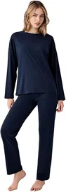 Arnetta Düz Lacivert Uzun Kollu Yuvarlak Yaka Kadın Pijama Takımı Arnetta AR3407-S