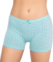 Gümüş Empirme Desenli Likralı Yeşil Kadın Boxer Gümüş 3098 - 6 Adet