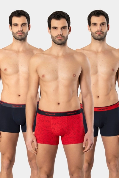 Likralı 3lü Desenli Pamuklu Erkek Boxer Cacharel 1339