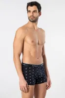 Desenli Likralı Erkek Boxer 3lü Cacharel 1339 Ekru Lacivert 6 görsel 4