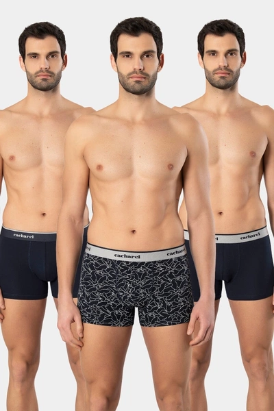 Geniş Lastikli Desenli Likralı 3lü Boxer Cacharel 1339