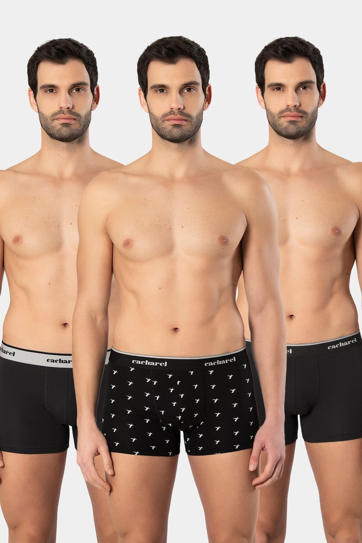 Geniş Bel Lastikli Desenli Likralı Erkek Boxer 3lü Cacharel 1339