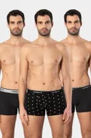 Geniş Bel Lastikli Desenli Likralı Erkek Boxer 3lü Cacharel 1339 Siyah 1