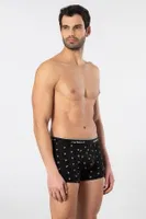 Geniş Bel Lastikli Desenli Likralı Erkek Boxer 3lü Cacharel 1339 Siyah 1 detay görünüm
