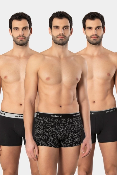 3lü Desenli Likralı Pamuklu Erkek Boxer Cacharel 1339