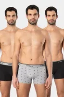 Yazılı Geniş Lastikli Desenli Likralı Erkek Boxer 3lü Cacharel 1339 Siyah 4
