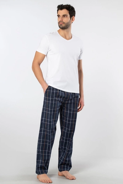 V Yaka Kısa Kollu Erkek Dokuma Pijama Takımı Cacharel 2238