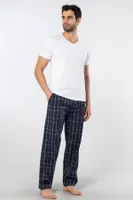 V Yaka Kısa Kollu Erkek Dokuma Pijama Takımı Cacharel 2238 Lacivert 6
