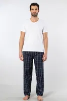 V Yaka Kısa Kollu Erkek Dokuma Pijama Takımı Cacharel 2238 Lacivert 6 detay görünüm