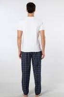 Kare Desenli Dokuma Erkek Pijama Takımı Cacharel 2238 Lacivert 8 detay görünüm