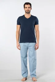 Cacharel Dokuma Kısa Kollu Kareli Erkek Pijama Takımı Cacharel 2238