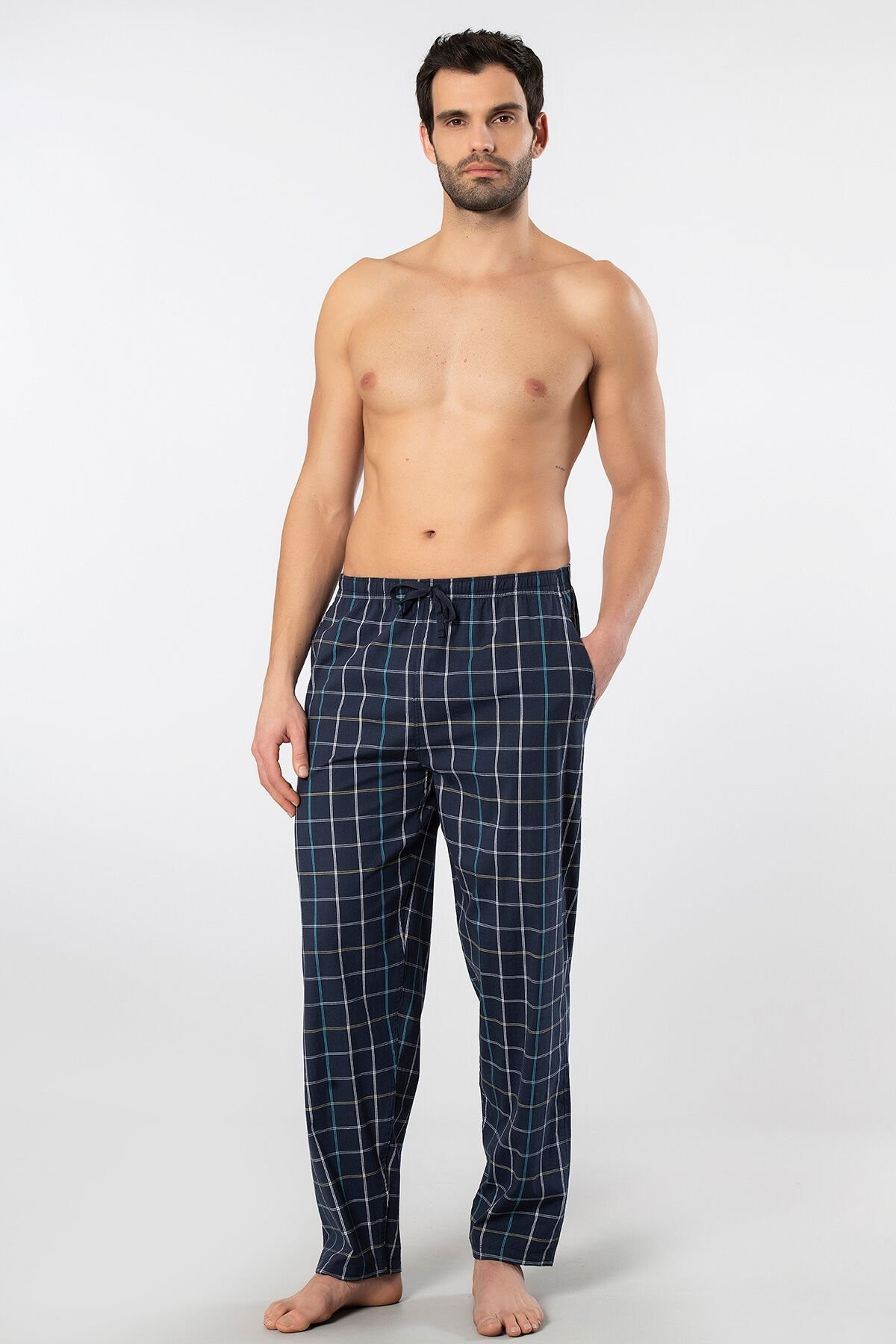 Lastikli Lacivert Erkek Dokuma Pijama Tek Alt Cacharel 2240