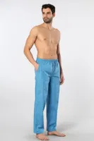 Desenli Cepli Dokuma Erkek Pijama Tek Alt Cacharel 2240 Mavi 4 detay görünüm