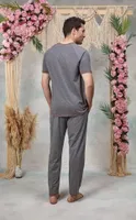 Erkek Gri Bisiklet Yaka T-Shirt Pijama Takımı Doreanse 25Y4566 Gri detay görünüm