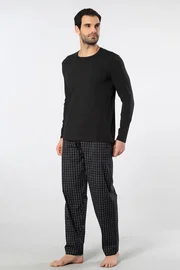 Cacharel Ekoseli Poplin O Yaka Uzun Kollu Erkek Pijama Takımı Cacharel 2239 Somon