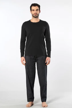 Cacharel Ekoseli Poplin O Yaka Uzun Kollu Erkek Pijama Takımı Cacharel 2239 Somon - Alternatif Görünüm