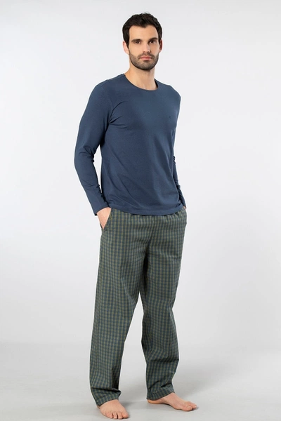 Poplin O Yaka Uzun Kollu Erkek Pijama Takımı Cacharel 2239