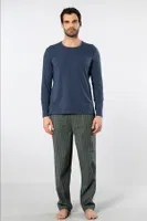 Poplin O Yaka Uzun Kollu Erkek Pijama Takımı Cacharel 2239 Yeşil 3 detay görünüm