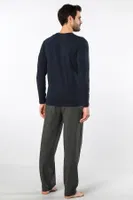 Uzun Kollu Cepli Erkek Poplin O Yaka Pijama Takımı Cacharel 2239 Yeşil 5 farklı açı