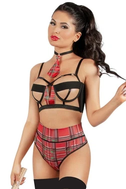 New Dreams Kravatlı Ekoseli Korse Bağlamalı Fantazi Kostüm New Dreams 8464