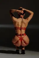 Fantezi Kadın Harness Kostüm Kırmızı missisX 2194 Kırmızı