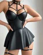 Fantezi Kadın Siyah Club Kostüm Set Real Passione 21098 Siyah farklı açı