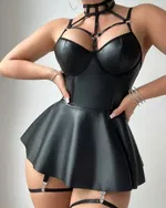 Fantezi Kadın Siyah Club Kostüm Set Real Passione 21098 Siyah görsel 5